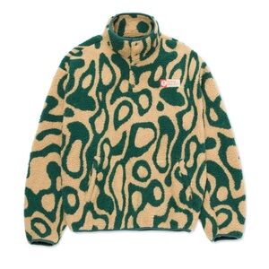 Parks Project Beige & Forest Green Patterned Sherpa Pullover